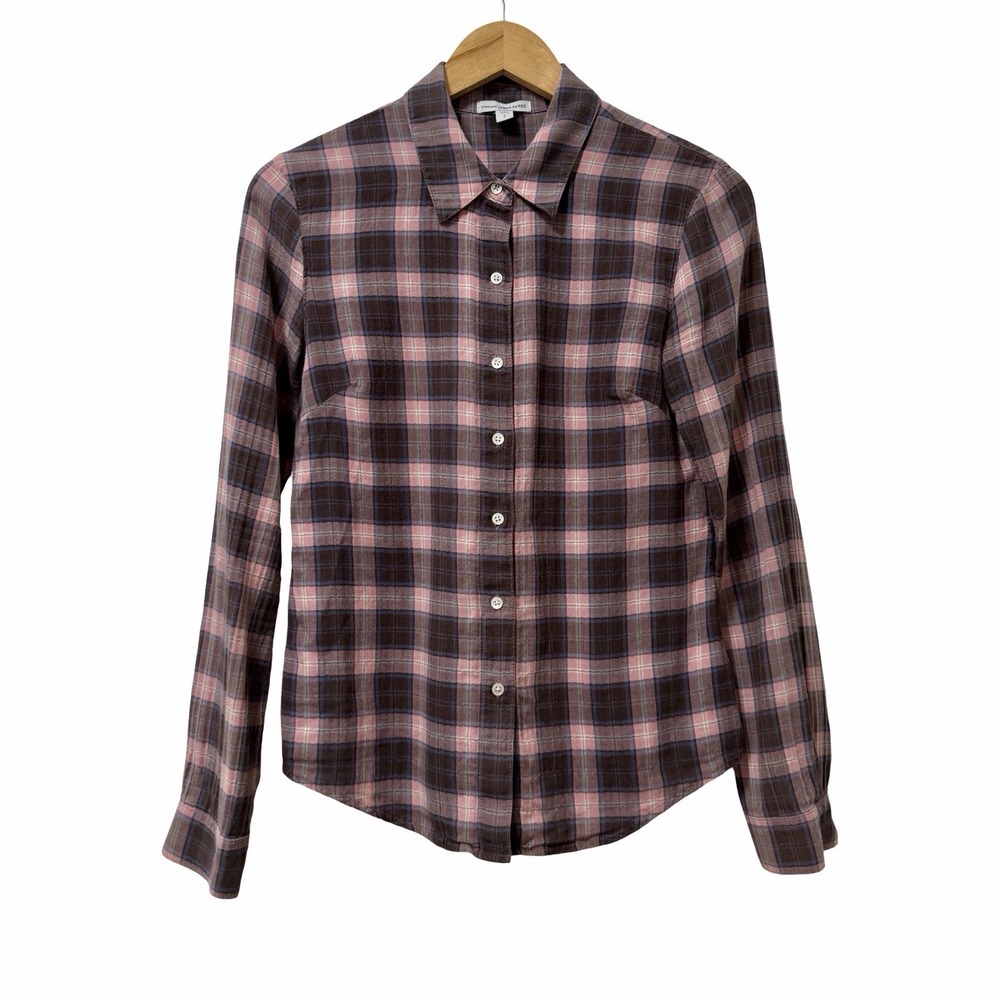 JAMES PERSE Womens Plaid Button Down Shirt Size 2 Medium Red Western Country